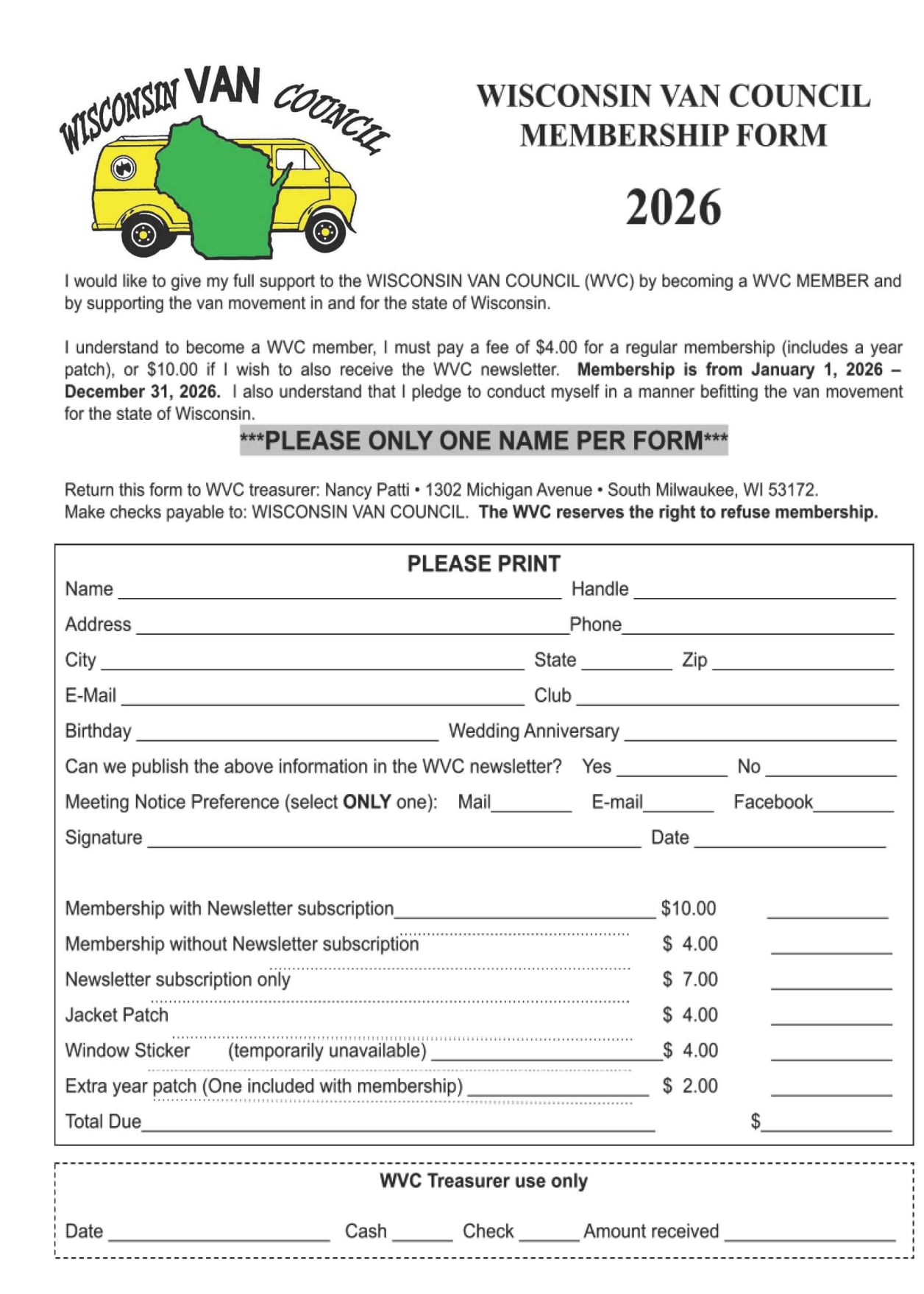 Join Wisconsin Van Council